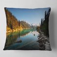 thumbnail image 1 of Designart Snowy Path Along Mountain Lake - Landscape Printed Throw Pillow - 16x16, 1 of 4