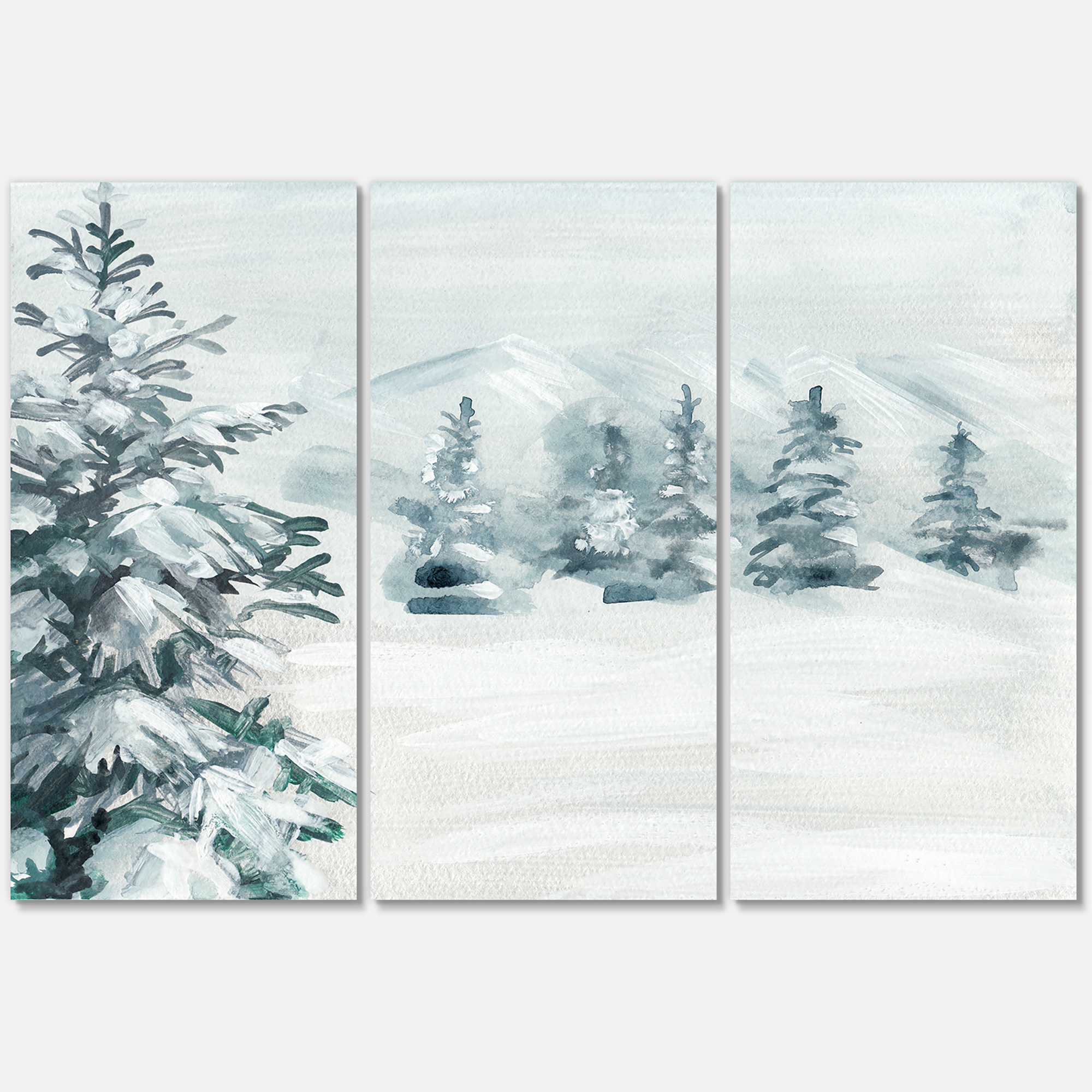 Designart ' Snowy Pine Trees On Mountain ' Traditional Canvas Wall Art Print