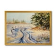 thumbnail image 1 of Designart 'Snowy Winter Forest Landscape Rural Road In Snow' Traditional Framed Art Print, 1 of 4