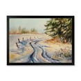 thumbnail image 1 of Designart 'Snowy Winter Forest Landscape Rural Road In Snow' Traditional Framed Art Print, 1 of 4