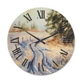 thumbnail image 1 of Designart 'Snowy Winter Forest Landscape Rural Road In Snow' Traditional Wood Wall Clock, 1 of 5