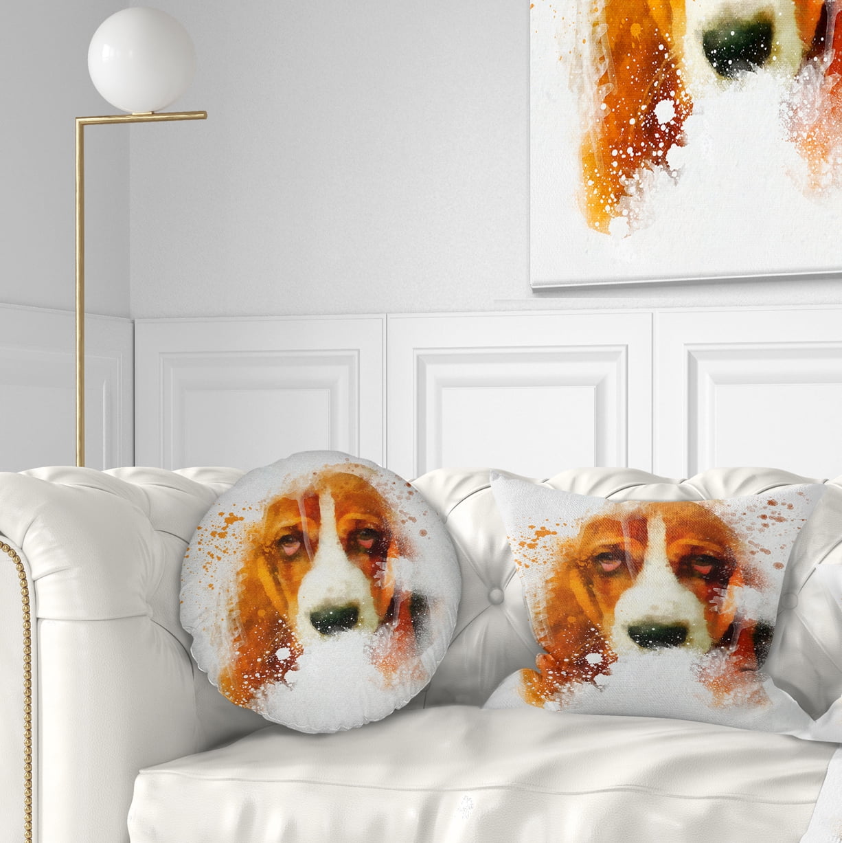 Designart Sober Brown Dog Portrait - Animal Throw Pillow - 12x20