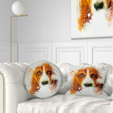 Designart Sober Brown Dog Portrait - Animal Throw Pillow - 12x20