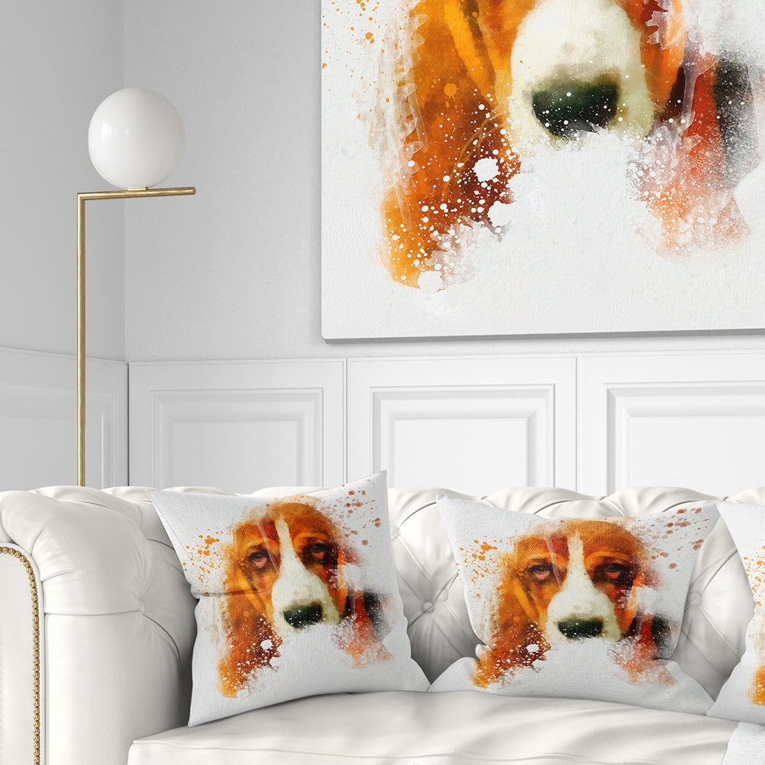 Designart Sober Brown Dog Portrait - Animal Throw Pillow - 16x16