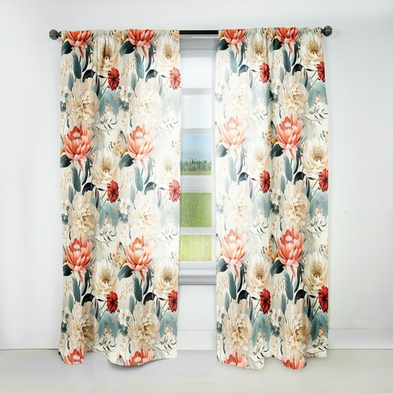 Designart "Soft Botanical Landscape I" Floral Room Darkening Curtain Panel