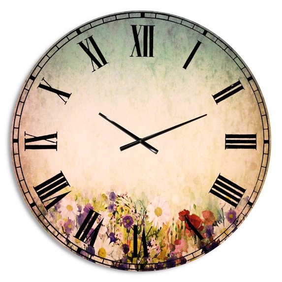 Designart 'Soft Flowers in Spring Background' Traditional Wall Clock
