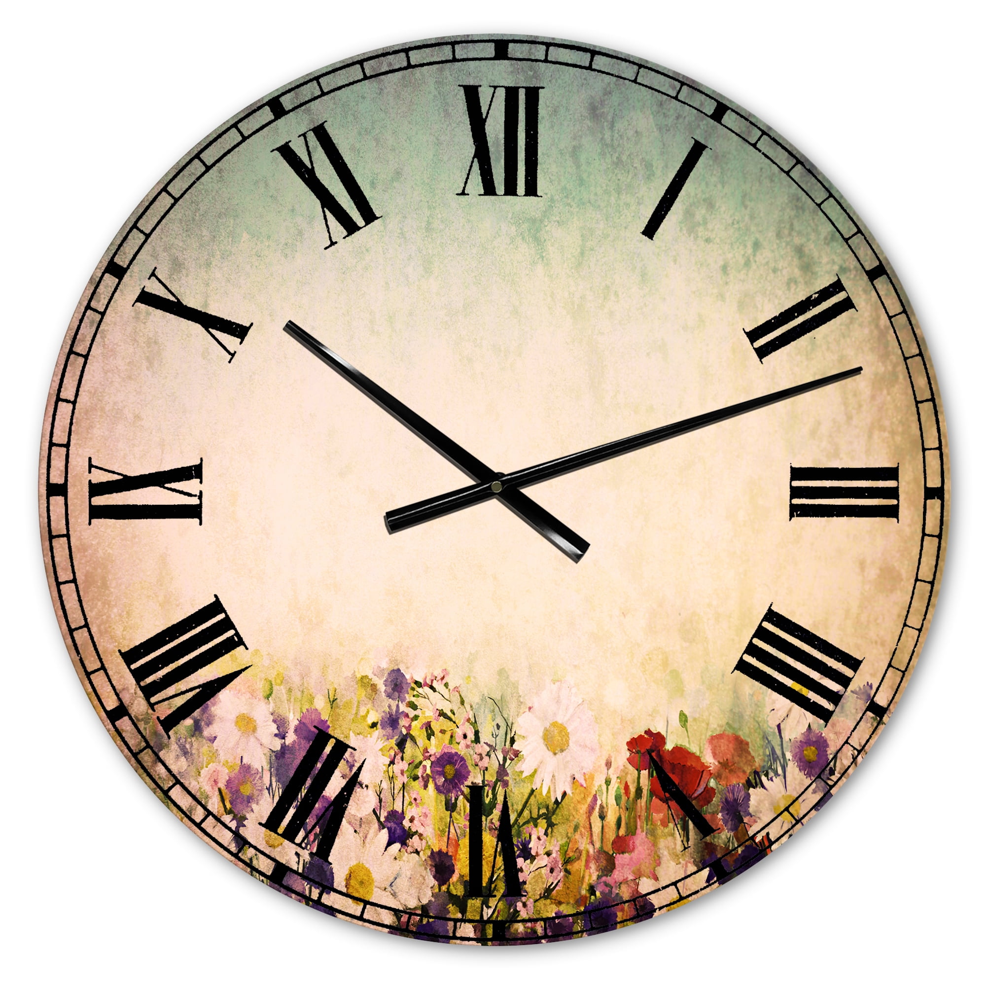 Designart 'Soft Flowers in Spring Background' Traditional wall clock