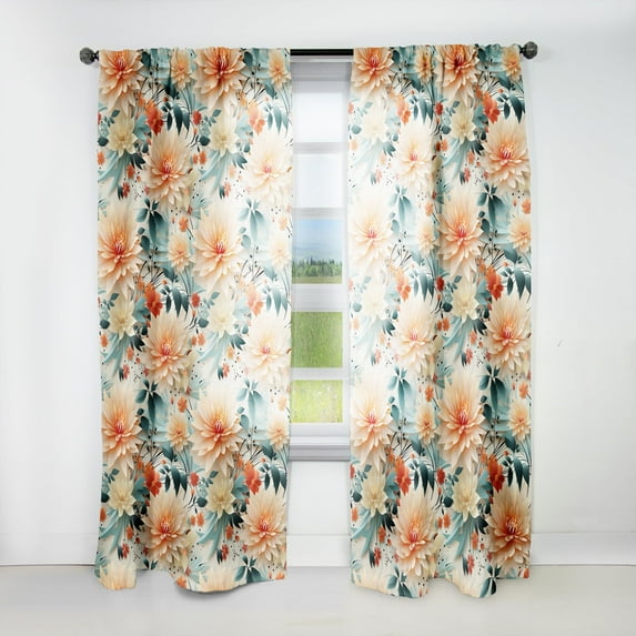 Designart "Soft Pastel Floral Tapestry III" Eclectic Room Darkening Curtain Single Panel