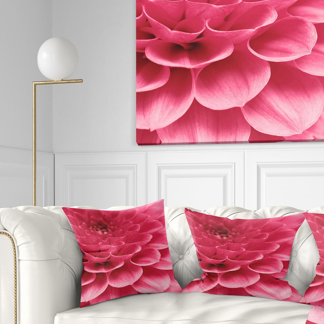 Designart Soft Rose Abstract Flower Petals - Floral Throw Pillow - 16x16