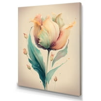Designart Soft Tone Tulip Canvas Wall Art