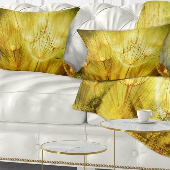 Designart Soft Yellow Dandelion Flowers - Floral Throw Pillow - 12x20