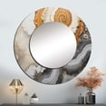 thumbnail image 1 of Designart "Soft Yellow Geode Artistry" Stone Geode Rund Mirror For Wall Decor - Large Beige Round Printed Mirror -Traditional Round Living Room Mirror - 36" x 36", 1 of 6