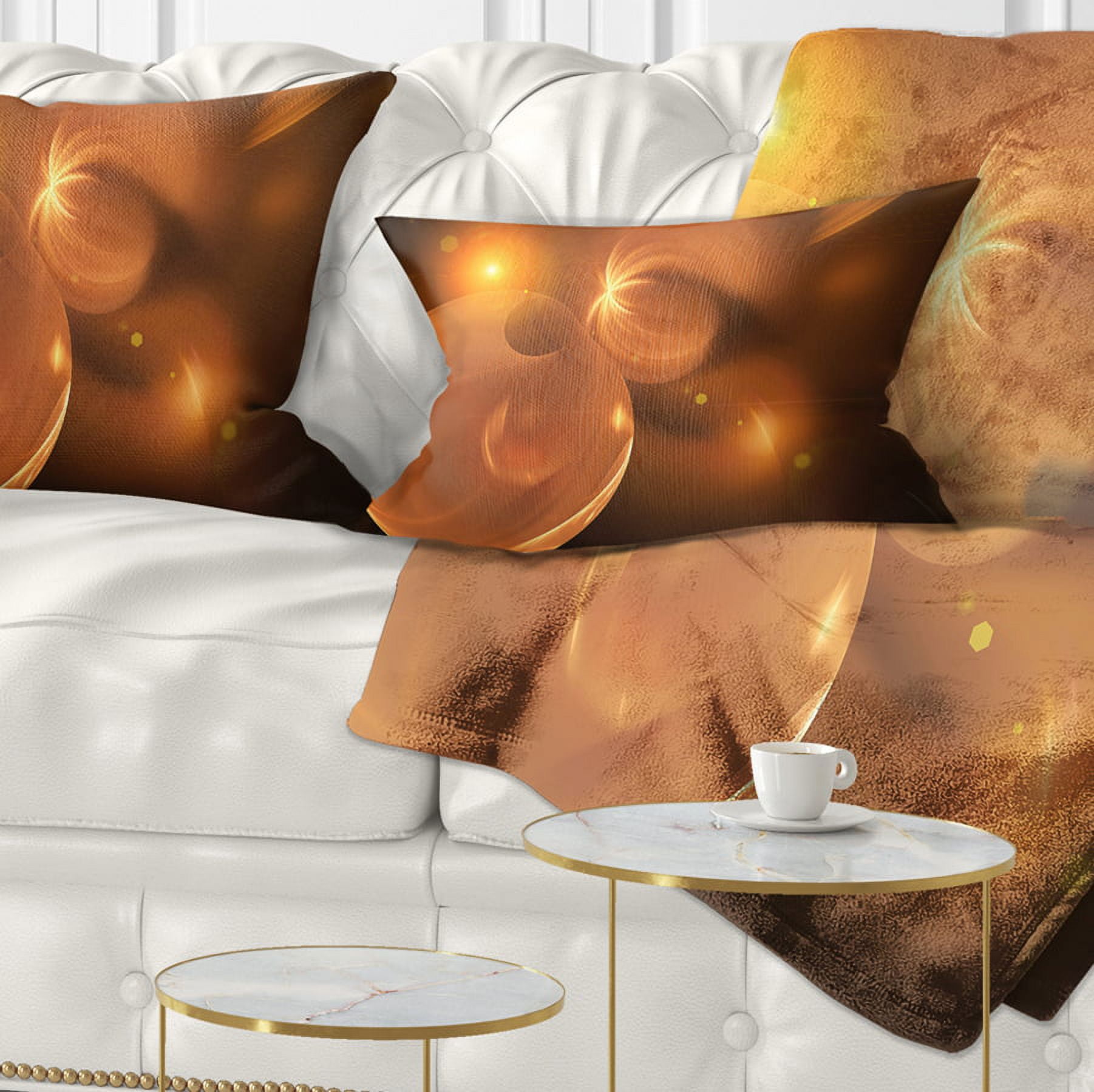 Designart Softly Glowing Circles Yellow - Abstract Throw Pillow - 12x20