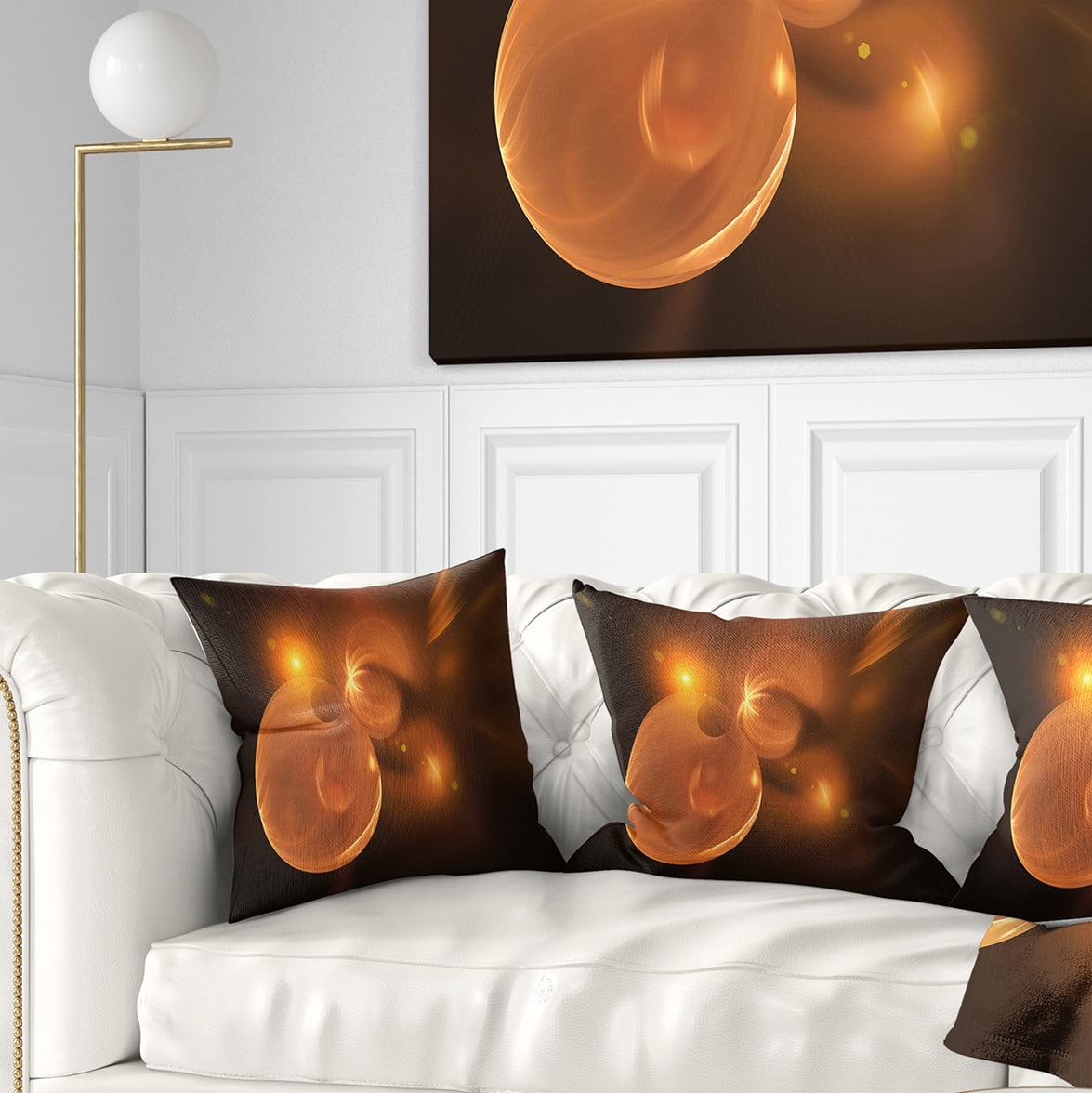 Designart Softly Glowing Circles Yellow - Abstract Throw Pillow - 18x18