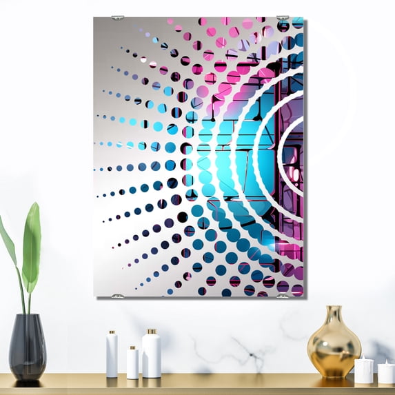 Designart "Solar Power Purple and Blue Abstraction I" Abstract Cubism Oversized Wall Mirror - Modern Abstract Bathroom Wall Mirror Decor - Multiple Color Options