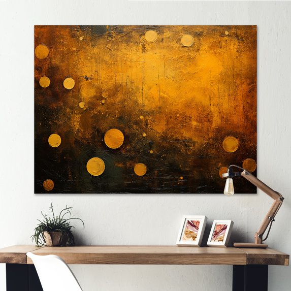 Designart "Solar System Space With Amber Asteroids" Our Solar System Canvas Wall Art