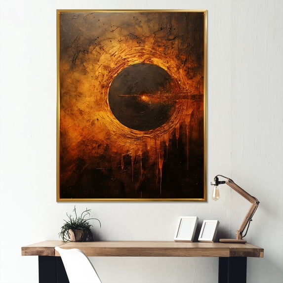 Designart "Solar System With A Bronze Black Hole" Our Solar System Floater Framed Canvas Prints