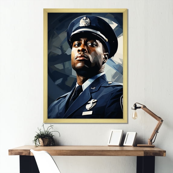 Designart "Soldier's Honor and Courage in Military Service I" Americana Framed Wall Art - Global Blue Military Entryway Framed Wall Art Print