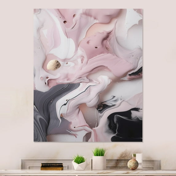 Designart "Solid Marble Artistry III" Abstract Marble Metal Wall Art