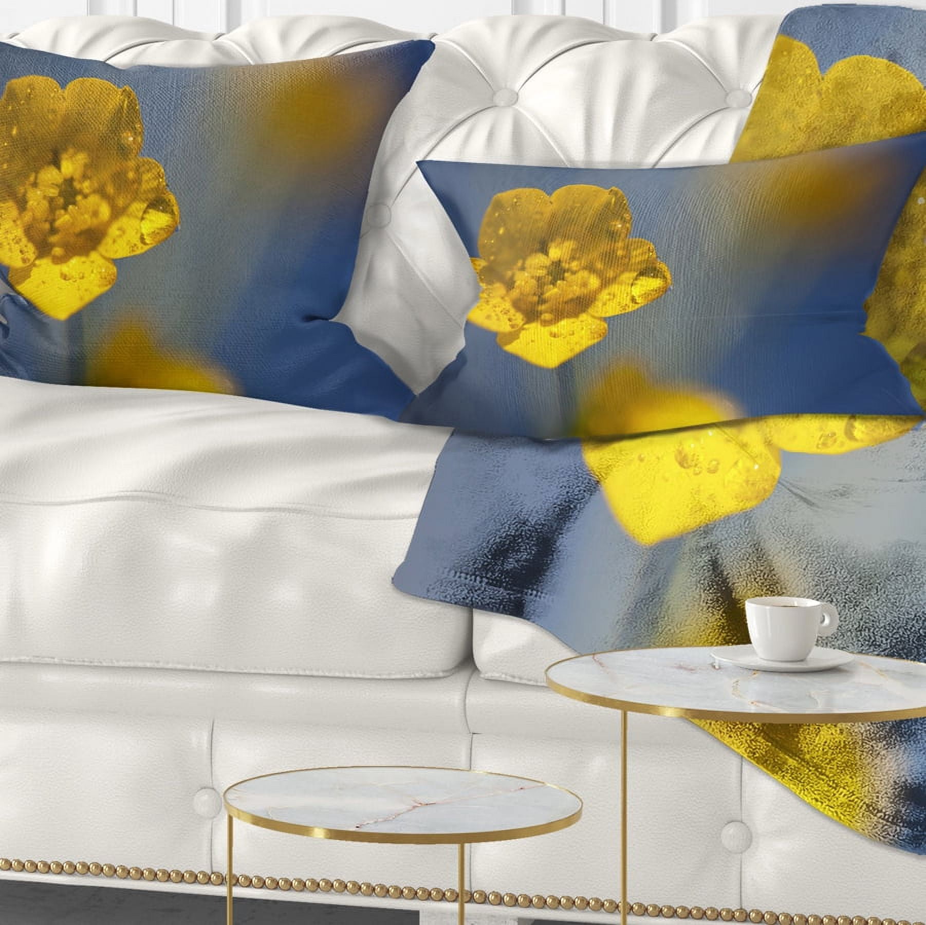 Designart Solitary Large Yellow Flower - Floral Throw Pillow - 12x20