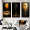 thumbnail image 1 of Designart "Solitary Moonlit Serenity" Modern Geometric Framed Wall Art Set Of 3 - Orange Abstract Geometric Frame Gallery Set For Office Decor, 1 of 6
