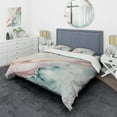 thumbnail image 1 of Designart "Solitary Reflections in Blush Tones V" Abstract Liquid Ink Bedding Covert Set - Modern Blue Abstract Bed Set With 1 Sham, 1 of 6