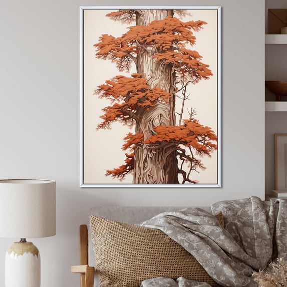 Designart "Solitary Rising Redwoods III" Tree Redwood Floater Framed Canvas Wall Art