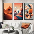 thumbnail image 1 of Designart "Solitary Tree Amidst Terra Cotta Mountains I" Landscape Mountains Framed Wall Art Set Of 3 - Orange Mountains Frame Gallery Set For Office Decor, 1 of 6
