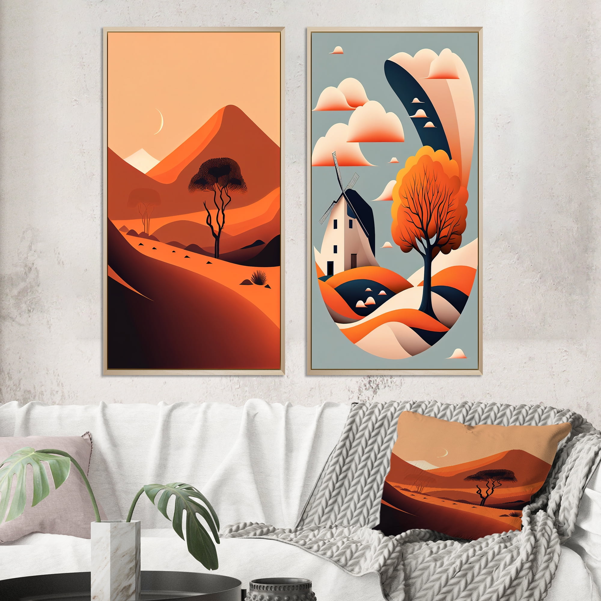 Designart "Solitary Tree Amidst Terra Cotta Mountains I" Landscape