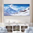 thumbnail image 1 of Designart "Solitude Amidst Alpine Mountains Winter Glow III" Extra Large Landscapes Framed Wall Art - Traditional White Mountains Winter Entryway Framed Wall Art Print, 1 of 6