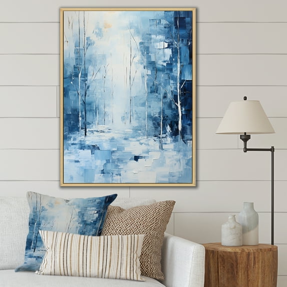 Designart "Solitude Amidst Winter s Snow II" Landscape & Nature Floater Framed Canvas Art Print