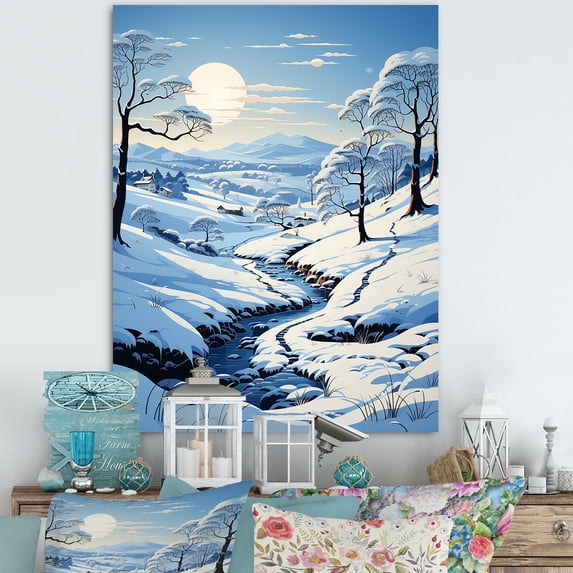 Designart "Solitude Amidst Winter s Snow VIII" Floral Canvas Print