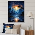 thumbnail image 1 of Designart "Solitude By The Shore With Sapphire Palms" Palms & Palm Trees Floater Framed Wall Art Living Room, 1 of 5