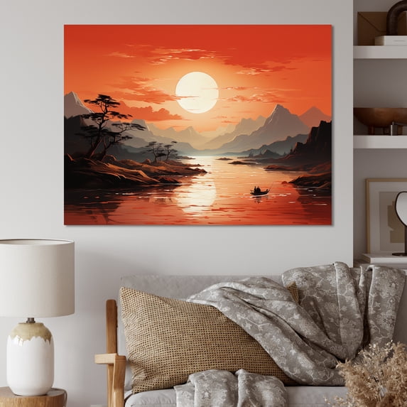 Designart "Solitude In The Desert With A Simple Sunset II" Minimalism Canvas Wall Art