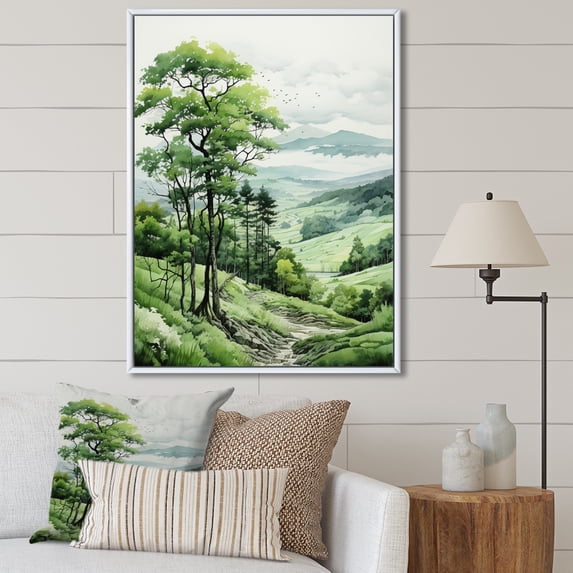 Designart "Solitude in the Countryside II" Floral Floater Framed Wall Art Living Room