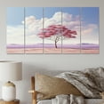 thumbnail image 1 of Designart "Solitude with a Minimalistic Pink Tree II" Landscape Trees Metal Wall Art Set, 1 of 5