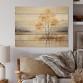 thumbnail image 1 of Designart "Solitude with a Minimalistic Yellow Tree IV" Landscape Trees Print on Natural Pine Wood, 1 of 5