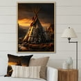 thumbnail image 1 of Designart "Soulful Sanctuary Beige and Black Native Tipi" Cityscapes Floater Framed Canvas Print, 1 of 7