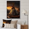 thumbnail image 1 of Designart "Soulful Sanctuary Beige and Black Native Tipi" Cityscapes Floater Framed Canvas Print, 1 of 7