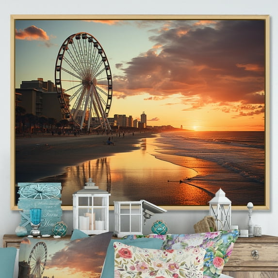 Designart "South of Myrtle Beach I" Nautical & Beach Floater Framed Wall Decor