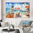 thumbnail image 1 of Designart "Southern Shoreline Echoes" Nautical & Beach Wall Art Set Of 3 - Turquoise Beach Sand Canvas Set For Living Room Decor, 1 of 7