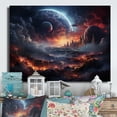 thumbnail image 1 of Designart "Space Dreams in Orange and Black II" Galaxies Metal Art Living Room, 1 of 5