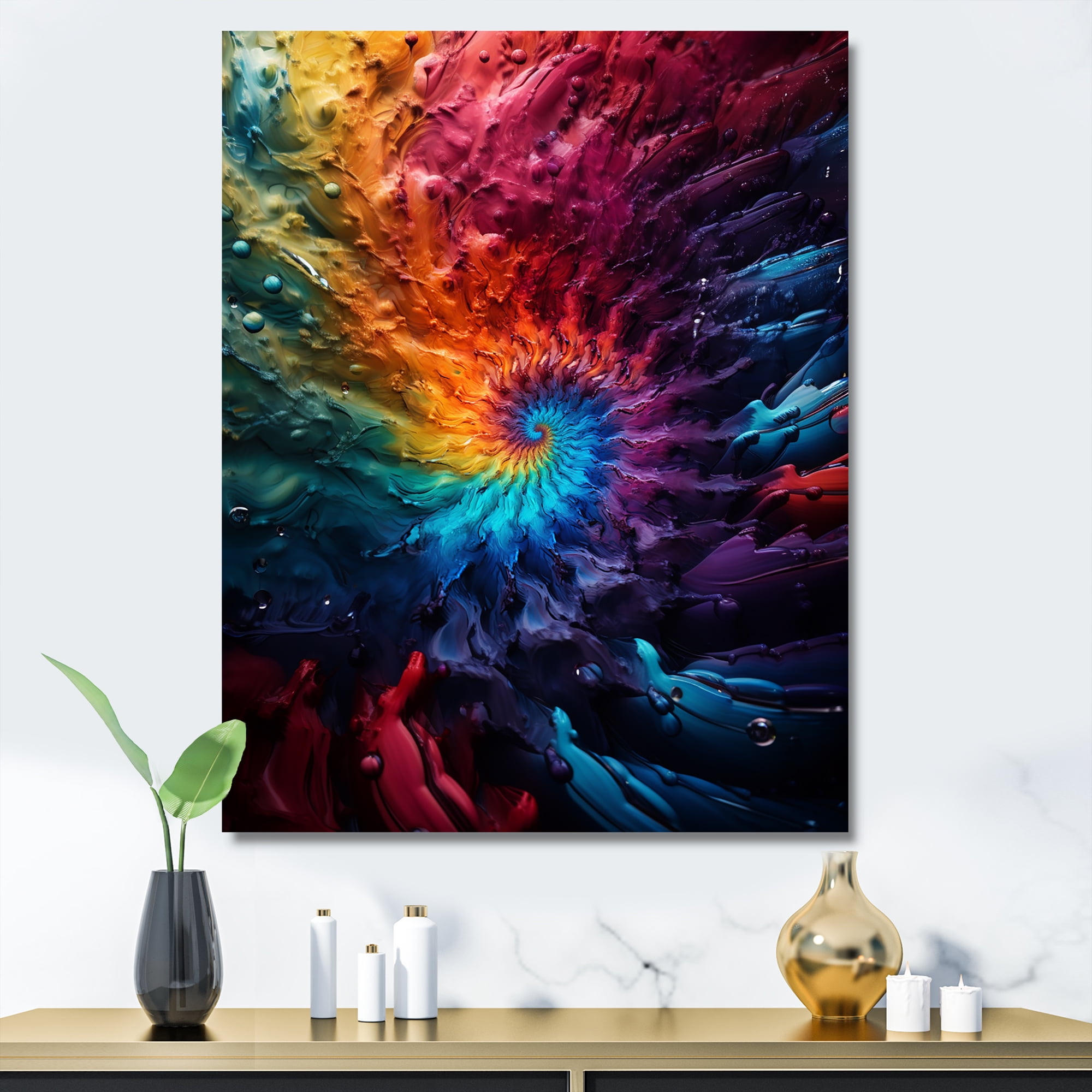 Designart "Space Fractal Spiral Bursting with Color I" Geometric Canvas