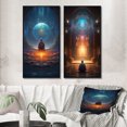 thumbnail image 1 of Designart "Space Meditation Inner Light Connection I" Robot Framed Wall Art Set Of 2 - Modern Blue Frame Gallery Set For Office Decor, 1 of 6
