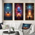 thumbnail image 1 of Designart "Space Meditation Inner Light Connection I" Robot Framed Wall Art Set Of 3 - Blue Modern Frame Gallery Wall Set For Home Decor, 1 of 6