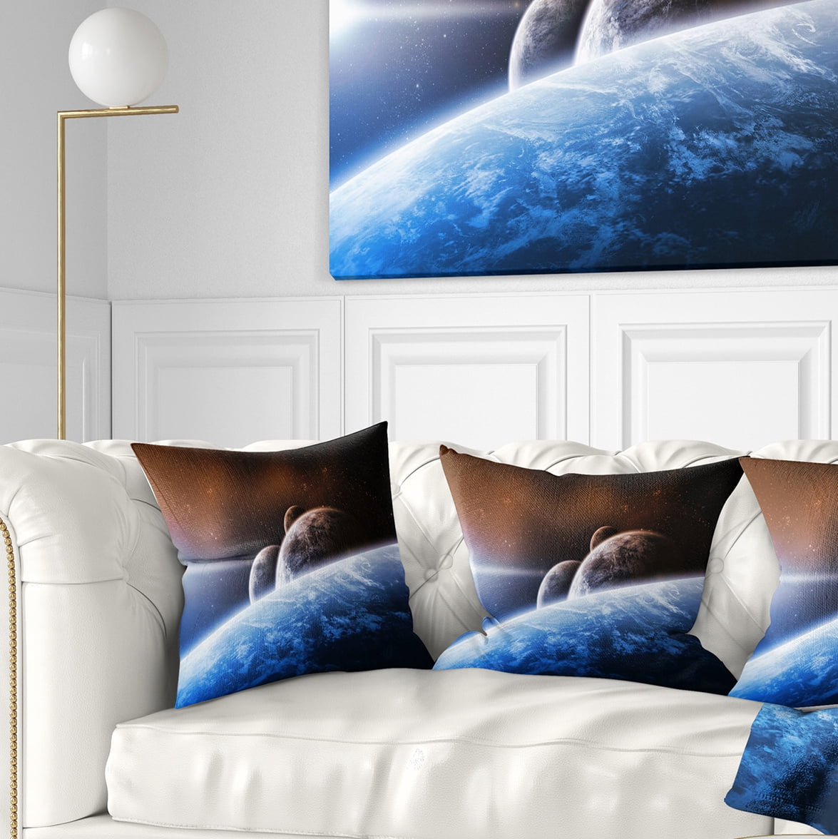Designart Space Planet Landscape - Abstract Throw Pillow - 16x16