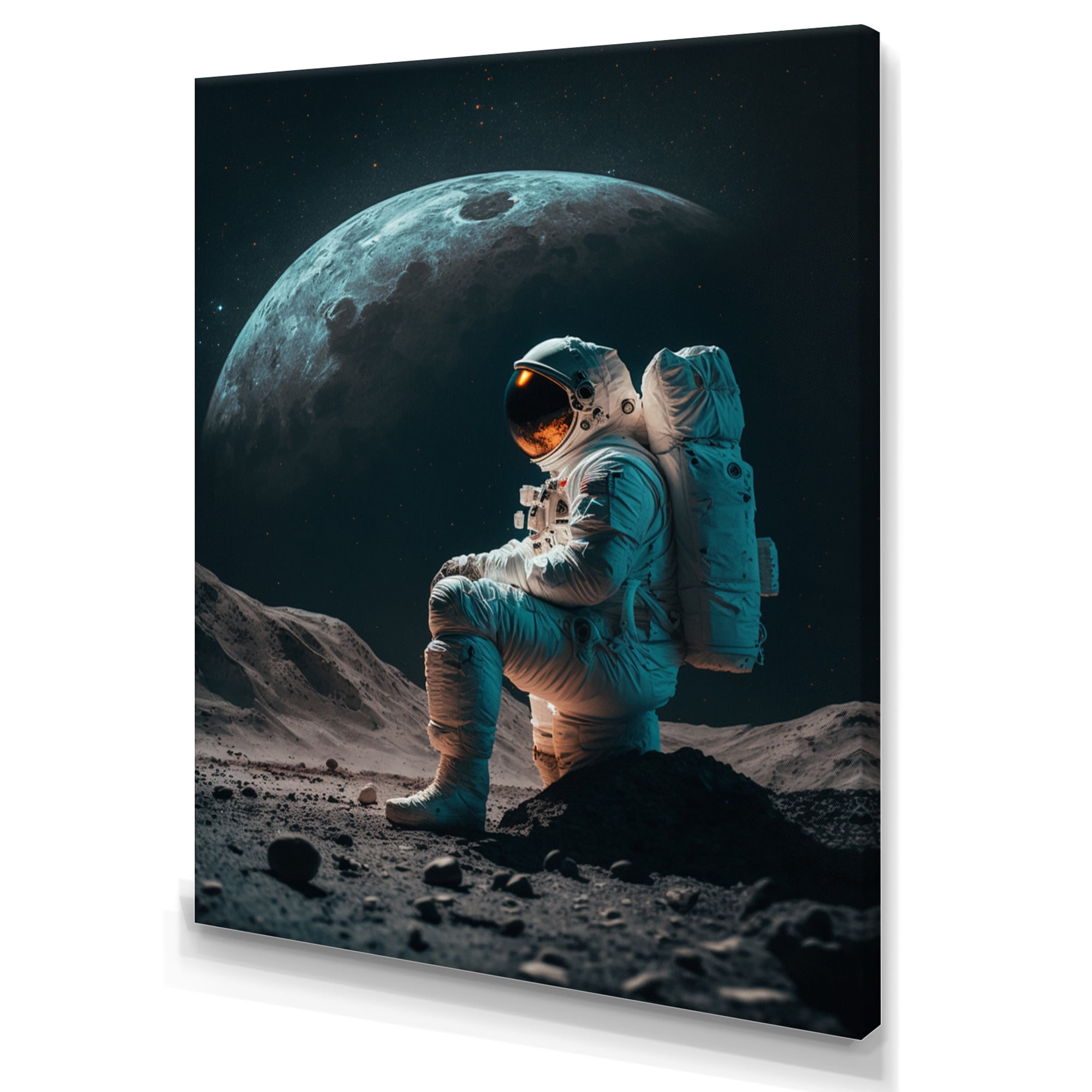 Designart Spaceman On The Moon I Canvas Wall Art