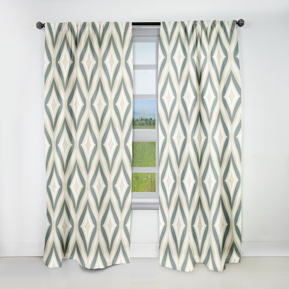 Designart "Spacious Neutrality" Damask Blackout Curtain Panels