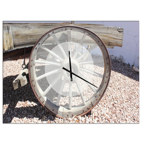 Designart 'Spanish Cottage Carriage Wheel' Farmhouse wall clock