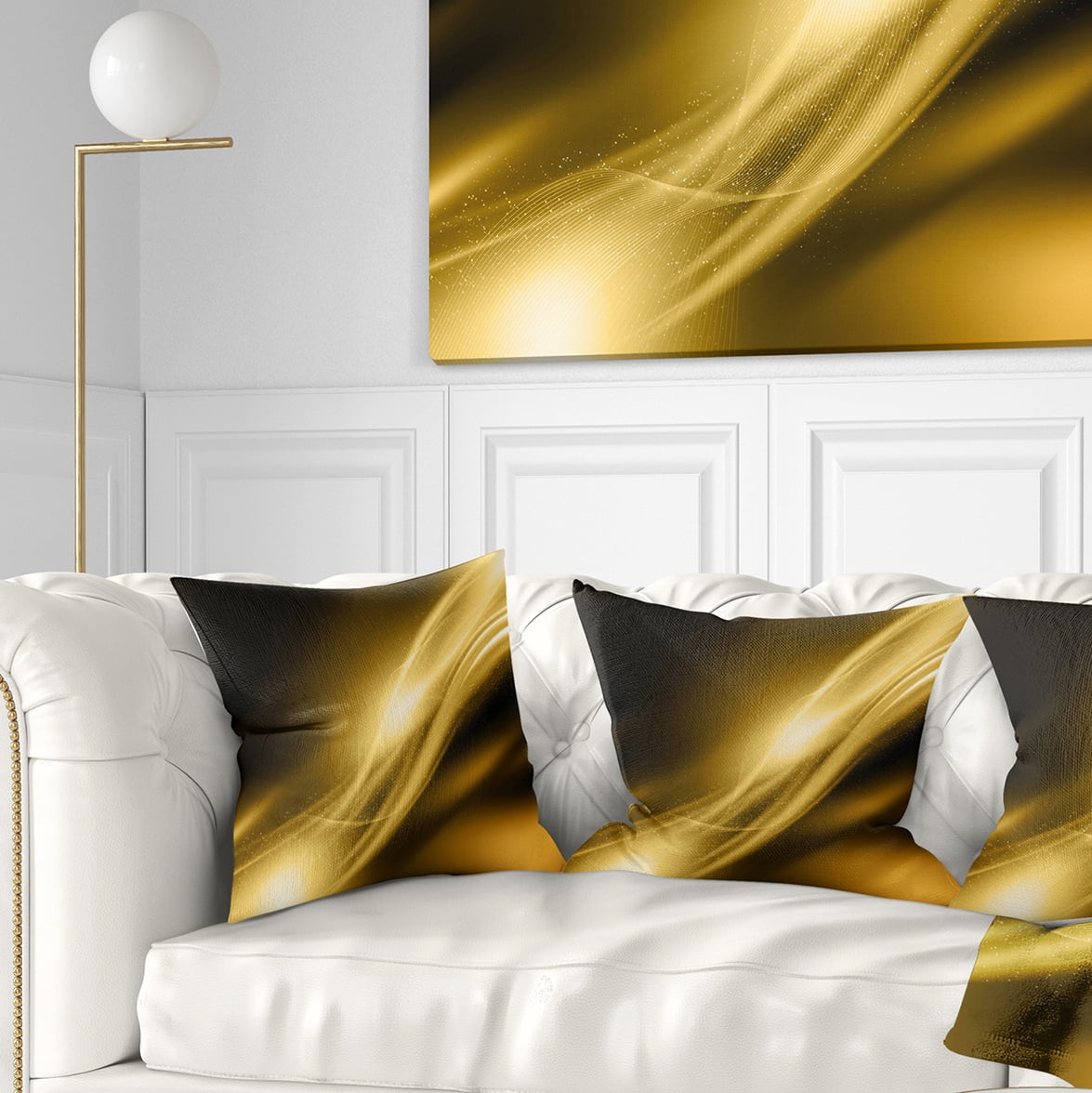 Designart Sparkle Gold Texture Pattern - Abstract Throw Pillow - 18x18